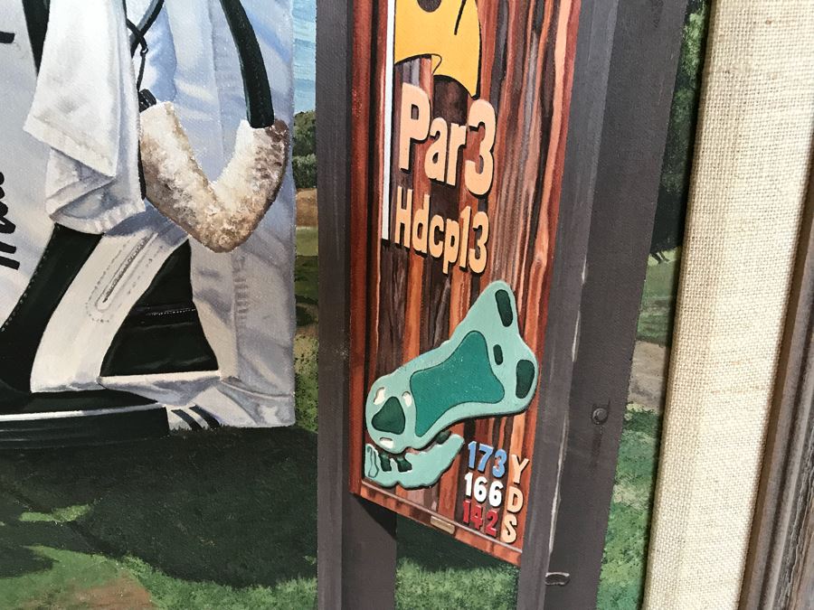 Large 48' X 36' Original Danny Day Oil Painting Of Torrey Pines Golf Course In La Jolla Featuring Golfing Legends Payne Stewart, Arnold Palmer And Jack Nicklaus - Estimate $12,000 - This Item Has A Reserve [Photo 6]