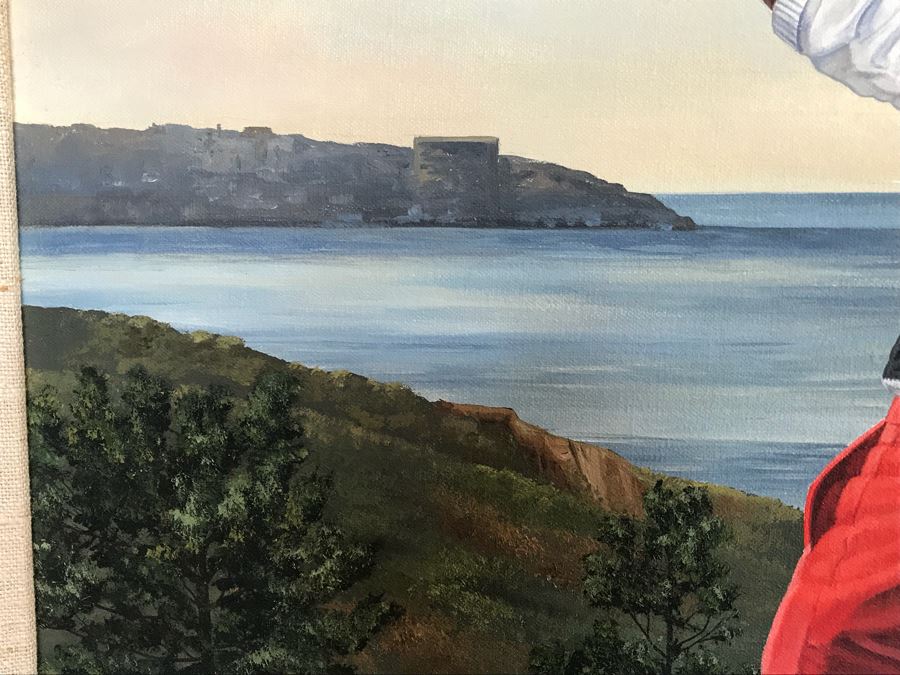 Large 48' X 36' Original Danny Day Oil Painting Of Torrey Pines Golf Course In La Jolla Featuring Golfing Legends Payne Stewart, Arnold Palmer And Jack Nicklaus - Estimate $12,000 - This Item Has A Reserve [Photo 10]