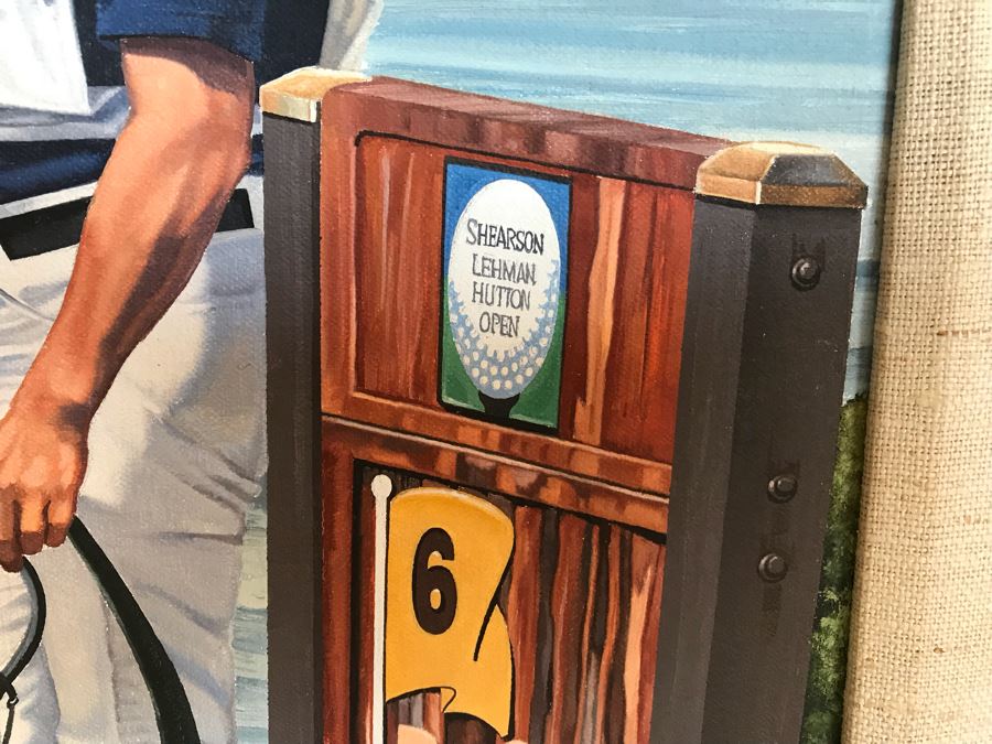 Large 48' X 36' Original Danny Day Oil Painting Of Torrey Pines Golf Course In La Jolla Featuring Golfing Legends Payne Stewart, Arnold Palmer And Jack Nicklaus - Estimate $12,000 - This Item Has A Reserve [Photo 5]