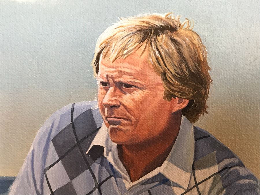 Large 48' X 36' Original Danny Day Oil Painting Of Torrey Pines Golf Course In La Jolla Featuring Golfing Legends Payne Stewart, Arnold Palmer And Jack Nicklaus - Estimate $12,000 - This Item Has A Reserve [Photo 14]