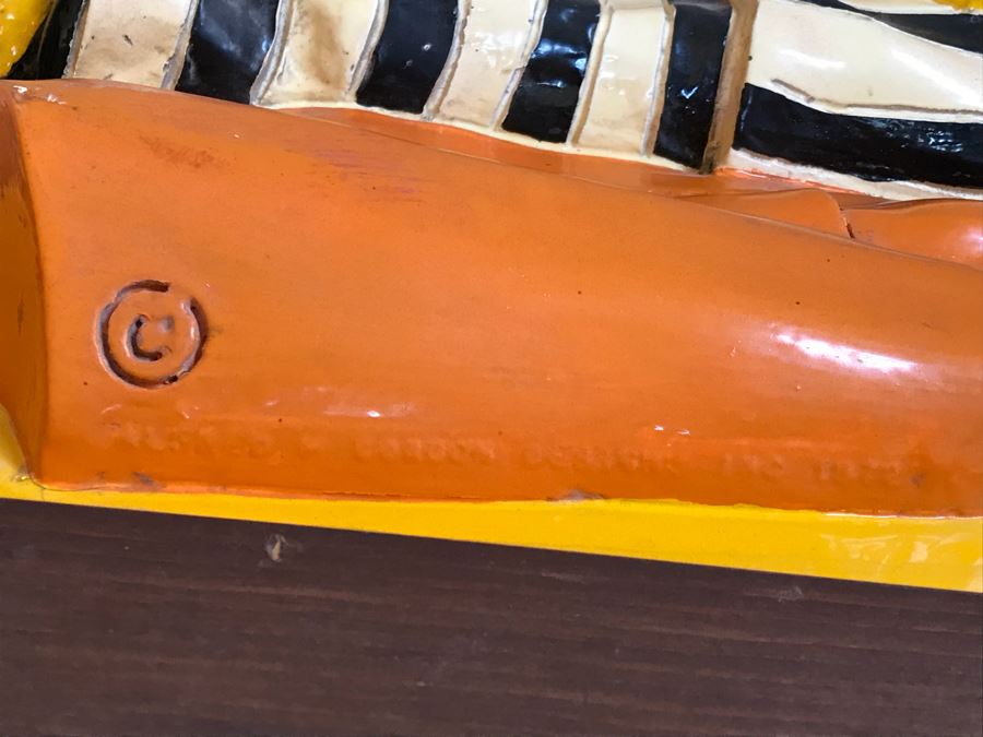 Vintage Signed 1972 McDonalds Restaraunt Hamburglar Painted Relief Fiberglass Wall Hanging By Alfred M Gordon Designs 24' X 27' [Photo 13]