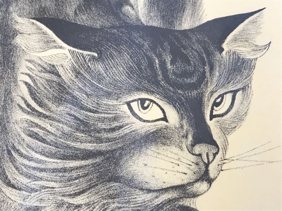 Pencil Signed Limited Edition Print Of Cat By Japanese Artist Hideo Date 32 Of 120 22' X 31' [Photo 7]