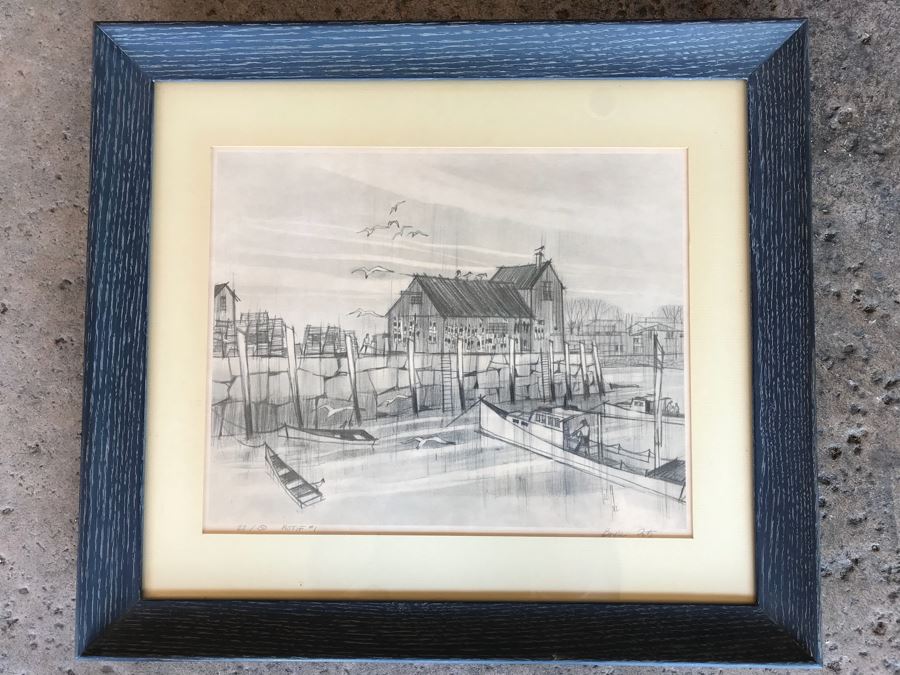 Pencil Signed Limited Edition Print Of Motif #1 Bradley Wharf In Rockport, MA Fishing Shack 22 Of 150 20' X 17.5' [Photo 2]