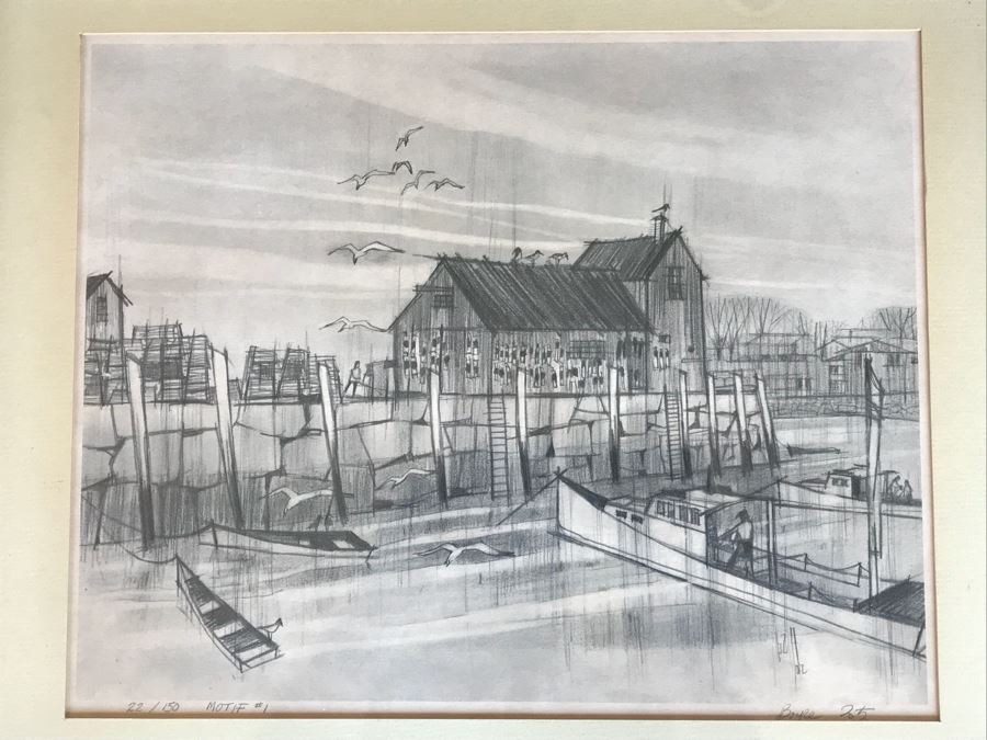 Pencil Signed Limited Edition Print Of Motif #1 Bradley Wharf In Rockport, MA Fishing Shack 22 Of 150 20' X 17.5' [Photo 1]