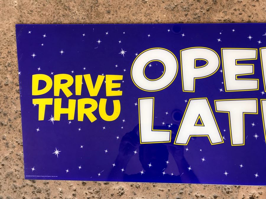 McDonalds Open Late Drive Thru Acrylic Sign New Old Stock 36' X 15' [Photo 3]