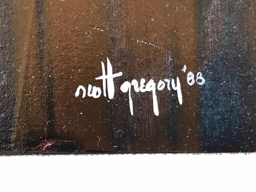 Original 1988 Abstract Painting Acrylic On Paper Signed By Scott Gregroy 30' X 22' [Photo 9]