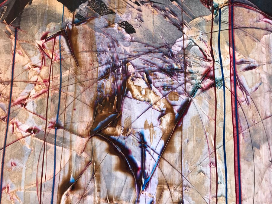 Original 1988 Abstract Painting Acrylic On Paper Signed By Scott Gregroy 30' X 22' [Photo 5]