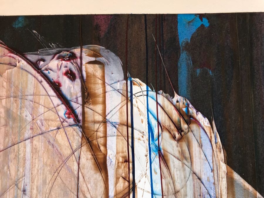 Original 1988 Abstract Painting Acrylic On Paper Signed By Scott Gregroy 30' X 22' [Photo 6]