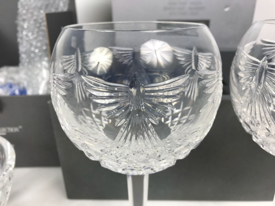 Waterford Crystal One Pair Of Millennium Peace Goblets And Univeral Wishes 7' Crystal Bowl In Boxes [Photo 4]