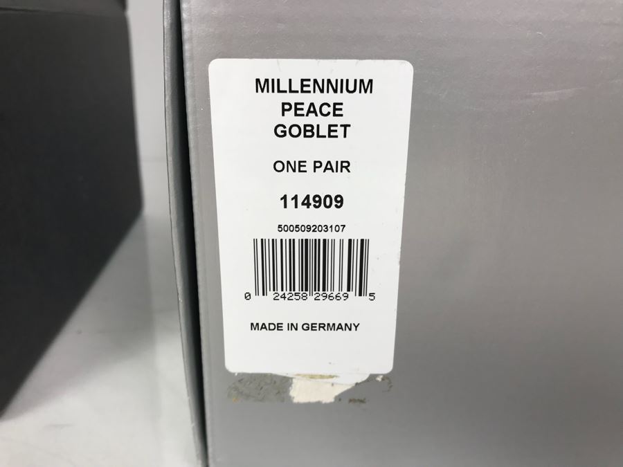 Waterford Crystal One Pair Of Millennium Peace Goblets And Univeral Wishes 7' Crystal Bowl In Boxes [Photo 8]