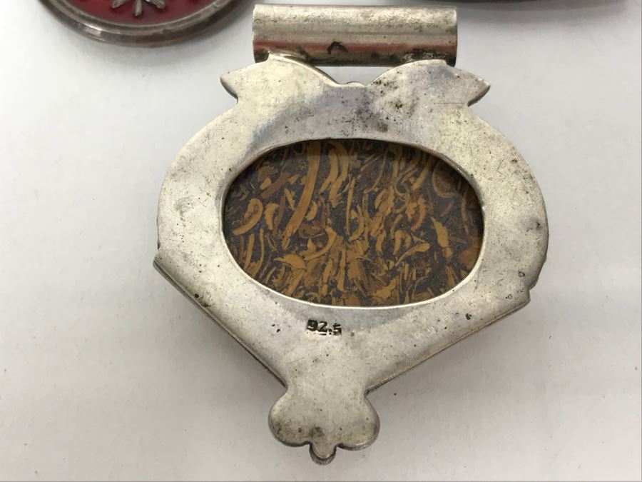 Pair Of Sterling Silver Pendants And Sterling Silver Crown Brooch Pin 33.5g [Photo 7]