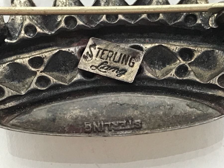 Pair Of Sterling Silver Pendants And Sterling Silver Crown Brooch Pin 33.5g [Photo 11]