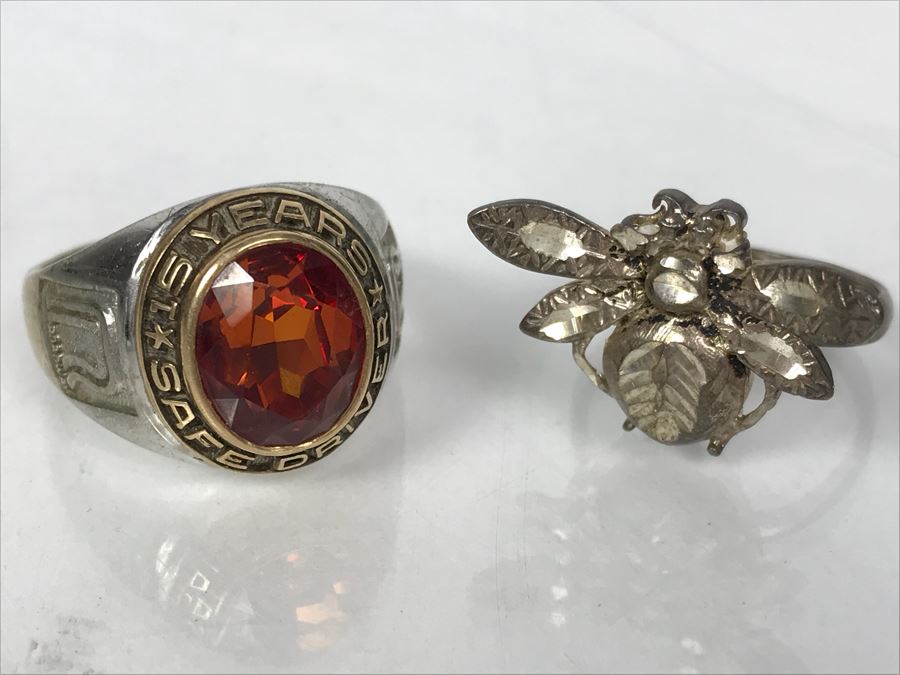 pair-of-sterling-silver-rings-men-s-15-years-safe-driver-ring-size-12