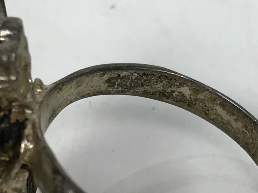 Pair Of Sterling Silver Rings: Men's 15 Years Safe Driver Ring Size 12 1/4 And Ladies Bee Ring Size 8 15.8g [Photo 7]