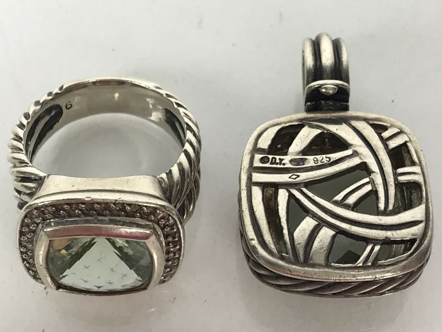 David Yurman Sterling Silver Ring Size 6 And Matching Sterling Silver Pendant 20.2g [Photo 12]