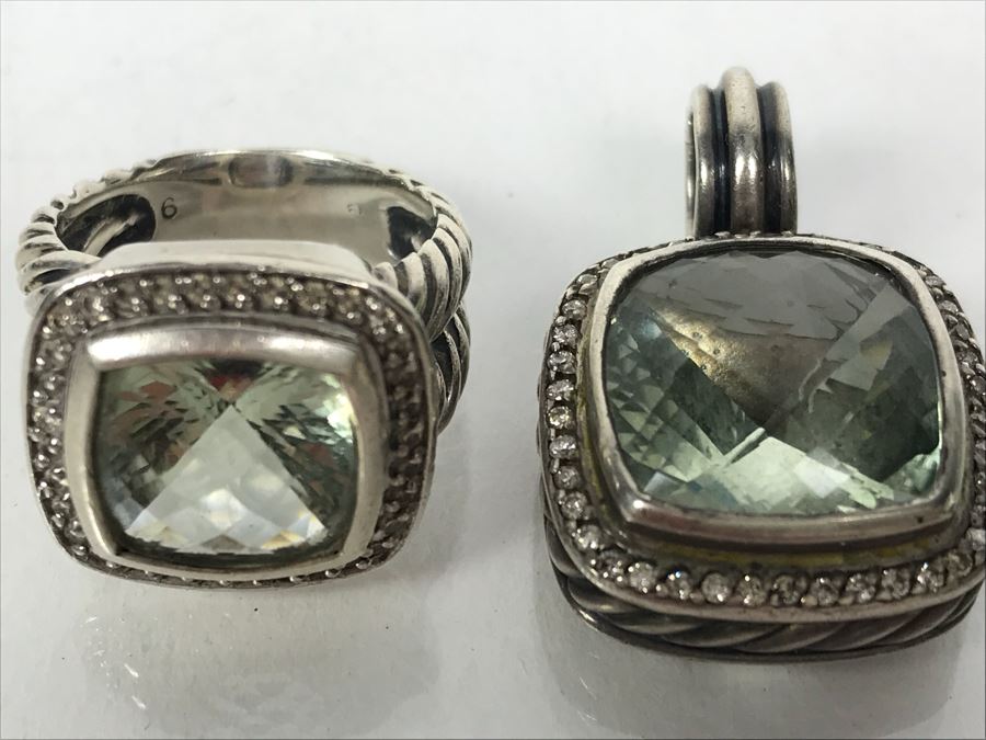 David Yurman Sterling Silver Ring Size 6 And Matching Sterling Silver Pendant 20.2g [Photo 20]