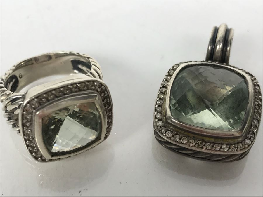 David Yurman Sterling Silver Ring Size 6 And Matching Sterling Silver Pendant 20.2g [Photo 3]