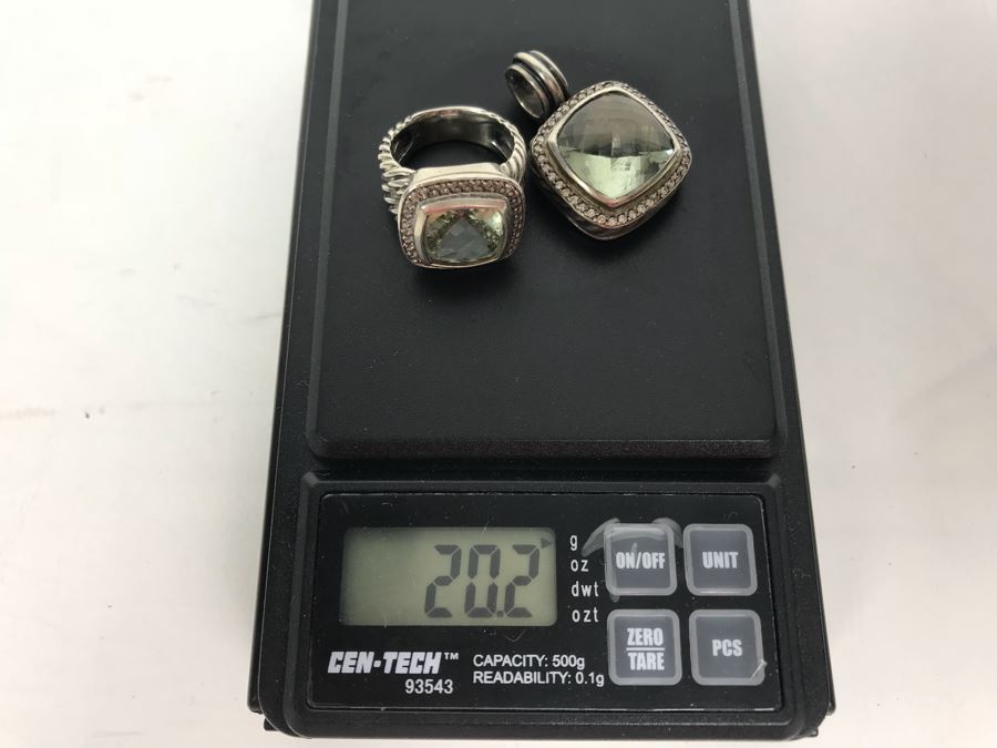 David Yurman Sterling Silver Ring Size 6 And Matching Sterling Silver Pendant 20.2g [Photo 22]