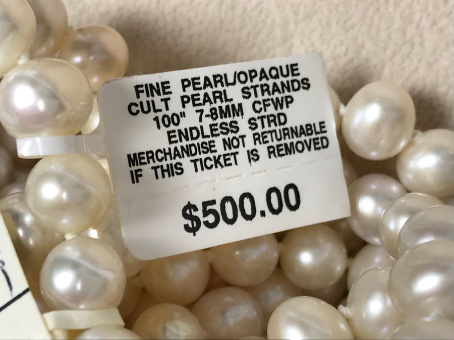 100' 7-8MM Endless Strand Pearl Necklace New With Macy's Tags And Box Retailed $500 [Photo 5]