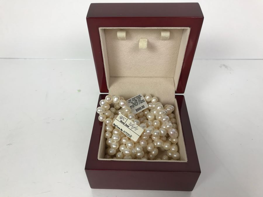 100' 7-8MM Endless Strand Pearl Necklace New With Macy's Tags And Box Retailed $500 [Photo 2]