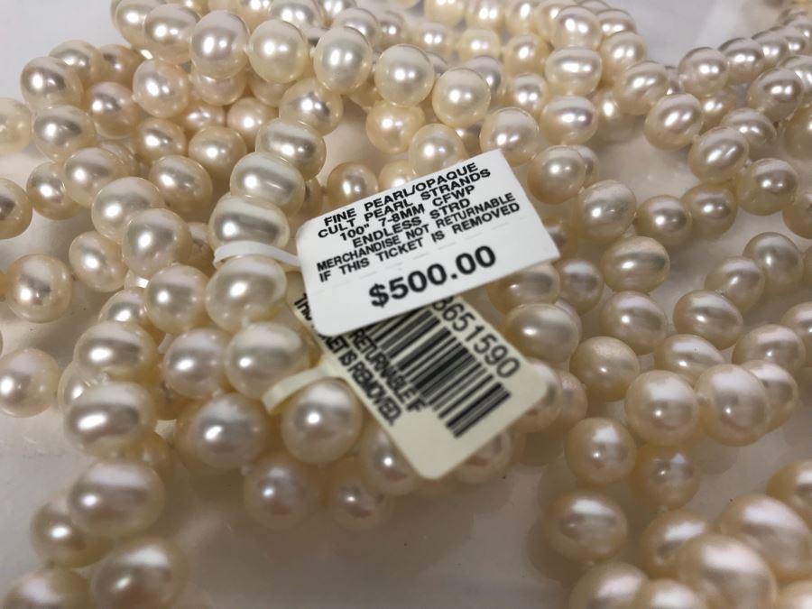 100' 7-8MM Endless Strand Pearl Necklace New With Macy's Tags And Box Retailed $500 [Photo 9]