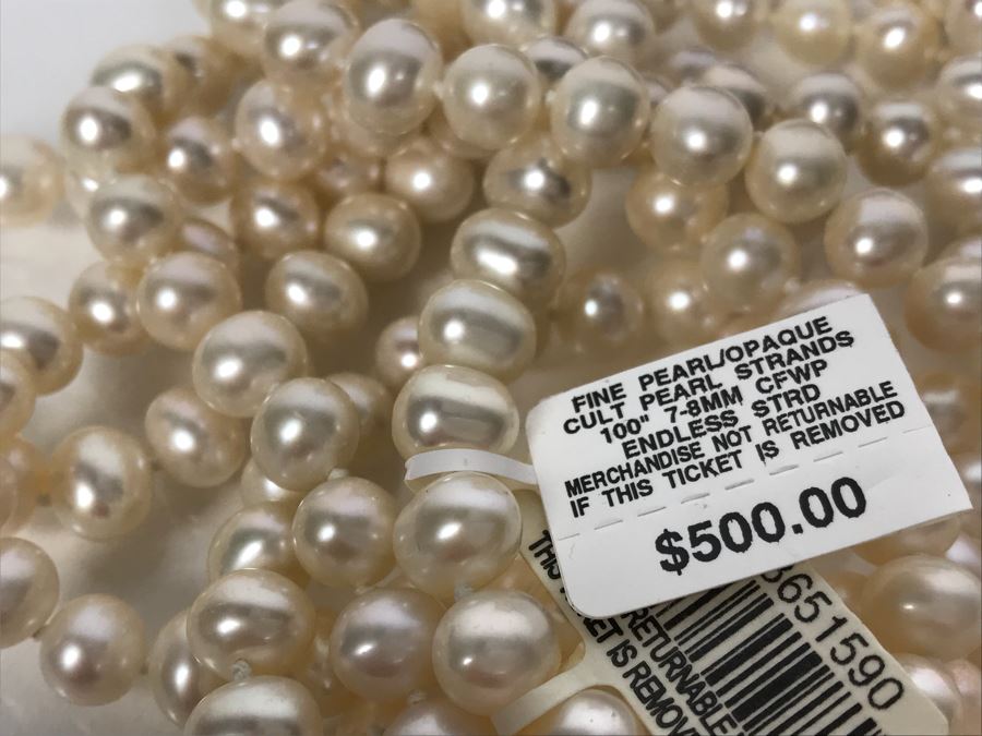 100' 7-8MM Endless Strand Pearl Necklace New With Macy's Tags And Box Retailed $500 [Photo 10]