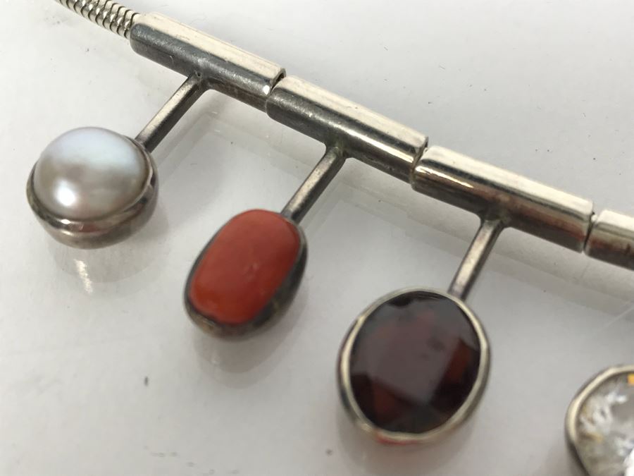 Sterling Silver Multi-Stone Necklace 38.3g [Photo 9]