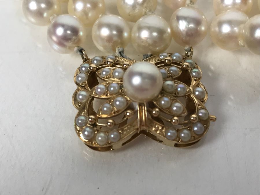 14k Yellow Gold Pearl Stand Bracelet 55.5g [Photo 11]