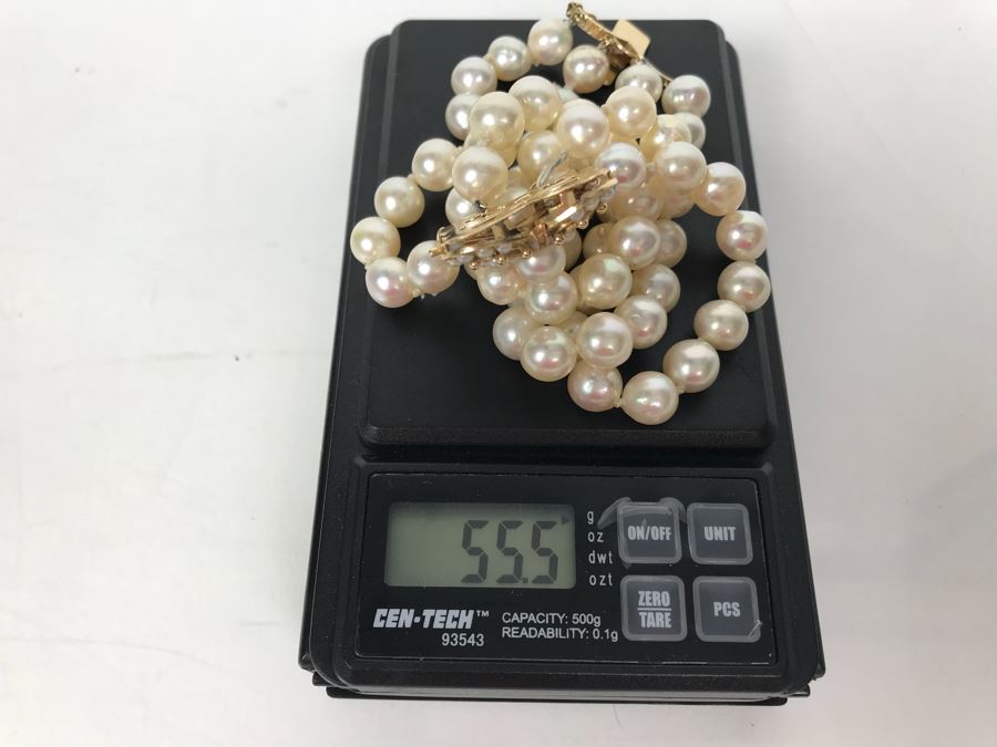 14k Yellow Gold Pearl Stand Bracelet 55.5g [Photo 18]