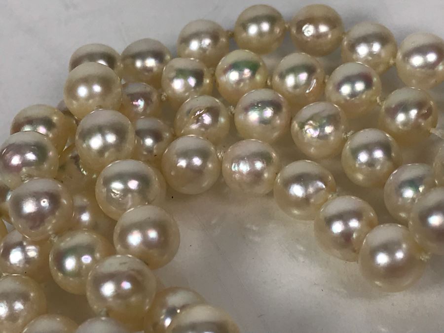 14k Yellow Gold Pearl Stand Bracelet 55.5g [Photo 17]