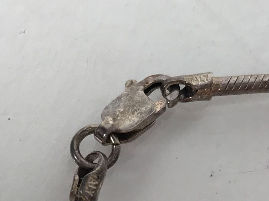 Sterling Silver Necklace With Sterling Silver Pendant And Pink Stone 22.8g [Photo 8]