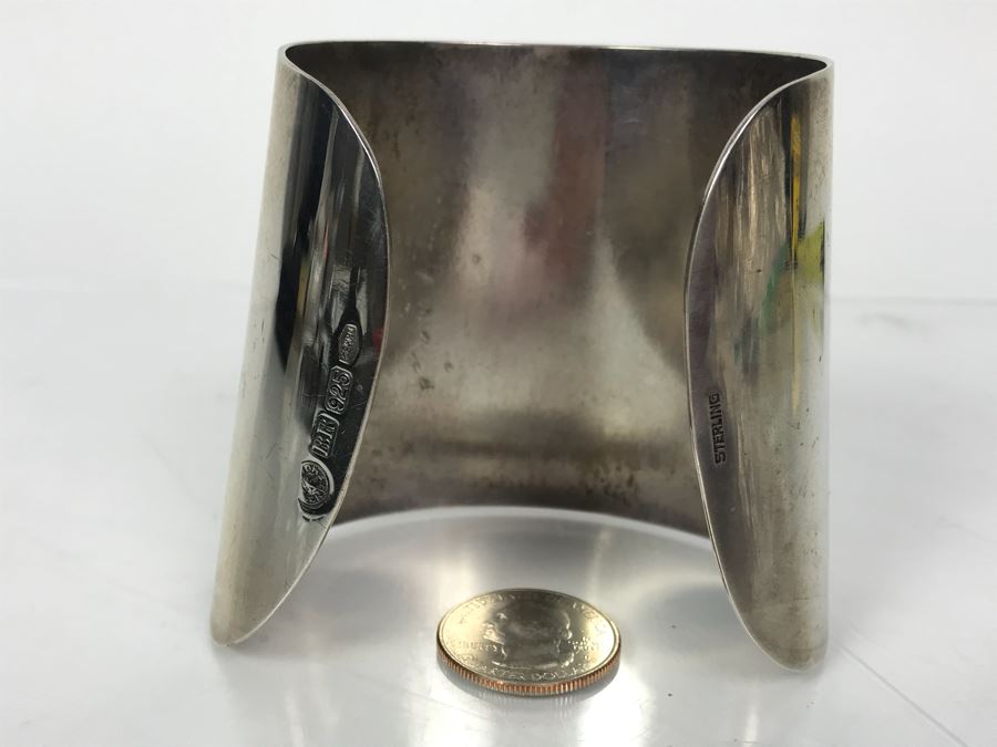 Huge Hallmarked Sterling Silver Wonder Woman Style Cuff Bracelet 129.7g [Photo 19]