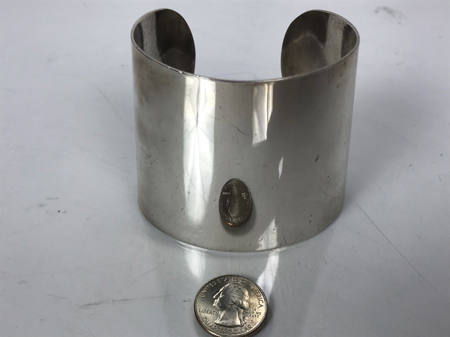 Huge Hallmarked Sterling Silver Wonder Woman Style Cuff Bracelet 129.7g [Photo 20]