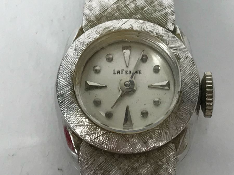 Ladies Vintage 14k White Gold LaFemme Watch And 14k White Gold Watch Band Working 24g [Photo 8]