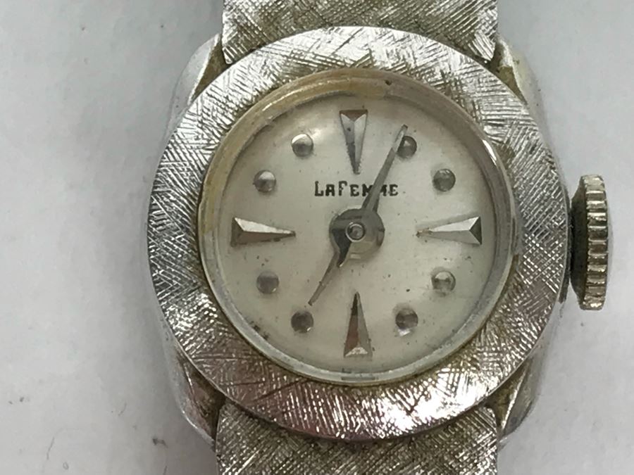 Ladies Vintage 14k White Gold LaFemme Watch And 14k White Gold Watch Band Working 24g [Photo 9]