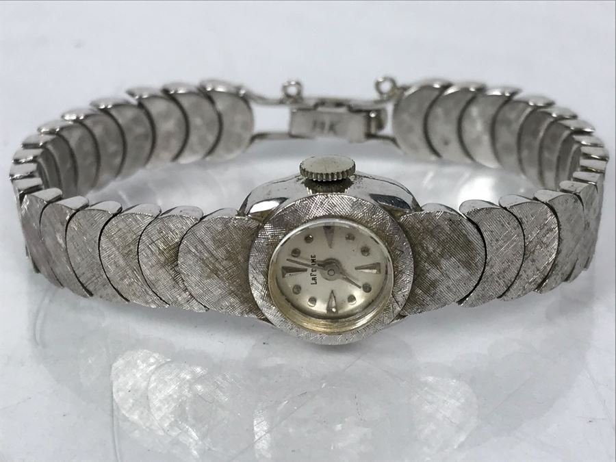 Ladies Vintage 14k White Gold LaFemme Watch And 14k White Gold Watch Band Working 24g [Photo 1]