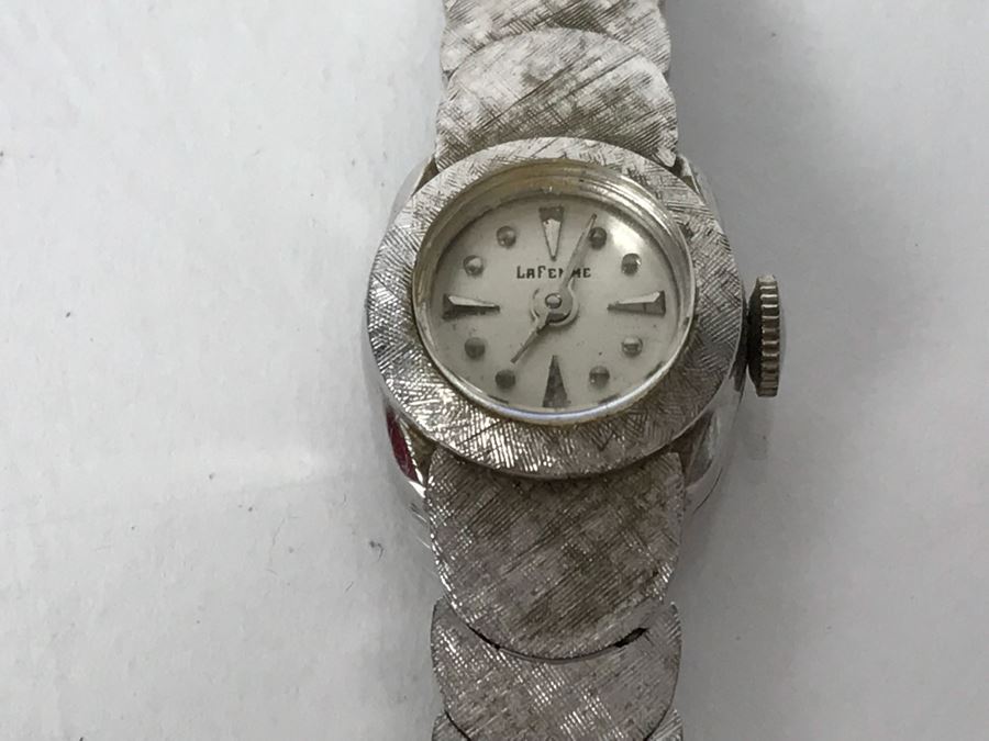 Ladies Vintage 14k White Gold LaFemme Watch And 14k White Gold Watch Band Working 24g [Photo 7]