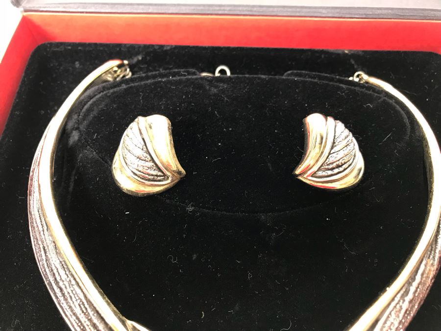 Sterling Silver Necklace And Matching Earrings By N.S. Bar-On With Box 66g [Photo 4]