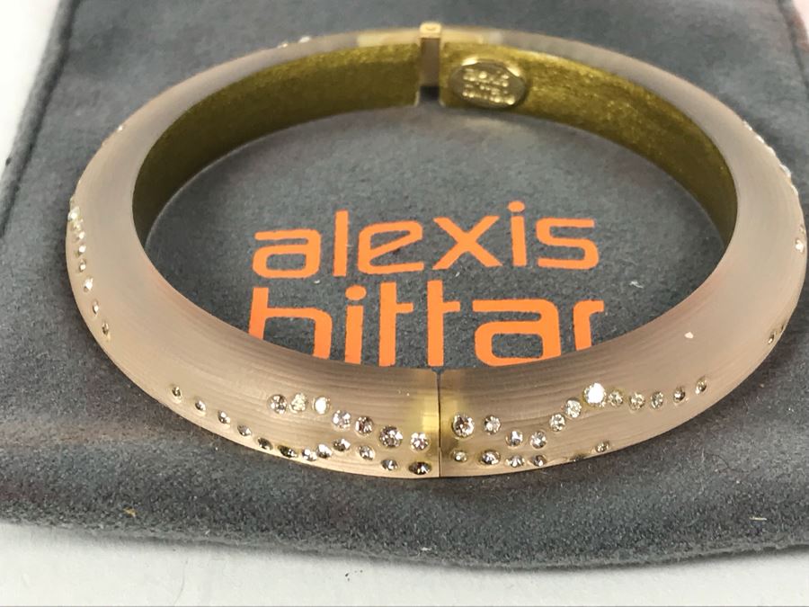 Alexis Bittar Crystal Encrusted Lizard Lucite Hinged Bangle Bracelet Rare |  Hinged bangle, Bangle bracelets, Bangles