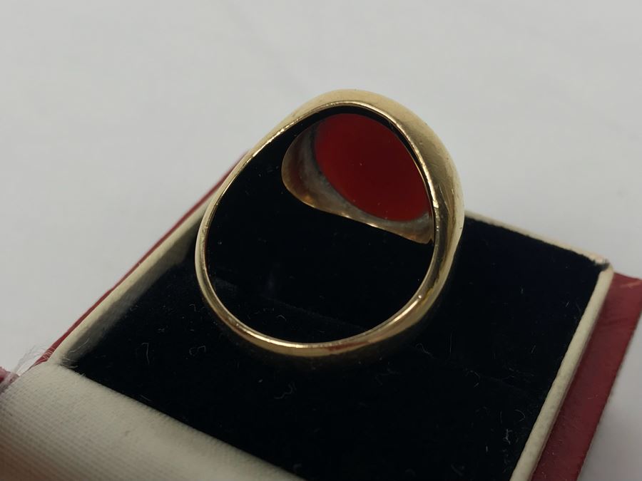 14k Yellow Gold Vintage CARTIER Mens Ring With Original Cartier Box Size 10.4g 9 1/4 [Photo 11]