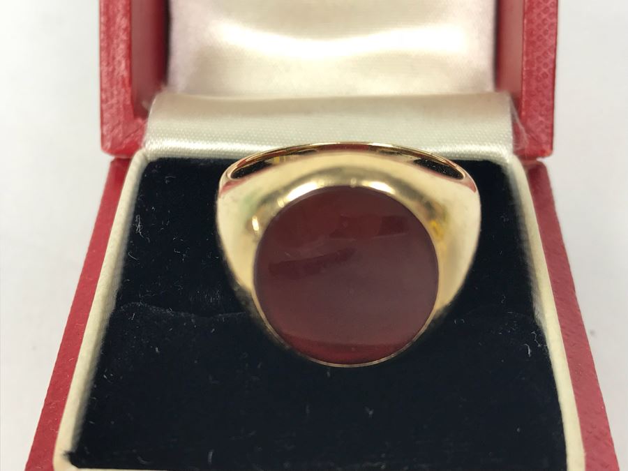 14k Yellow Gold Vintage CARTIER Mens Ring With Original Cartier Box Size 10.4g 9 1/4 [Photo 6]