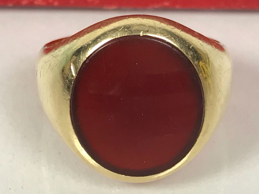 14k Yellow Gold Vintage CARTIER Mens Ring With Original Cartier Box Size 10.4g 9 1/4 [Photo 18]