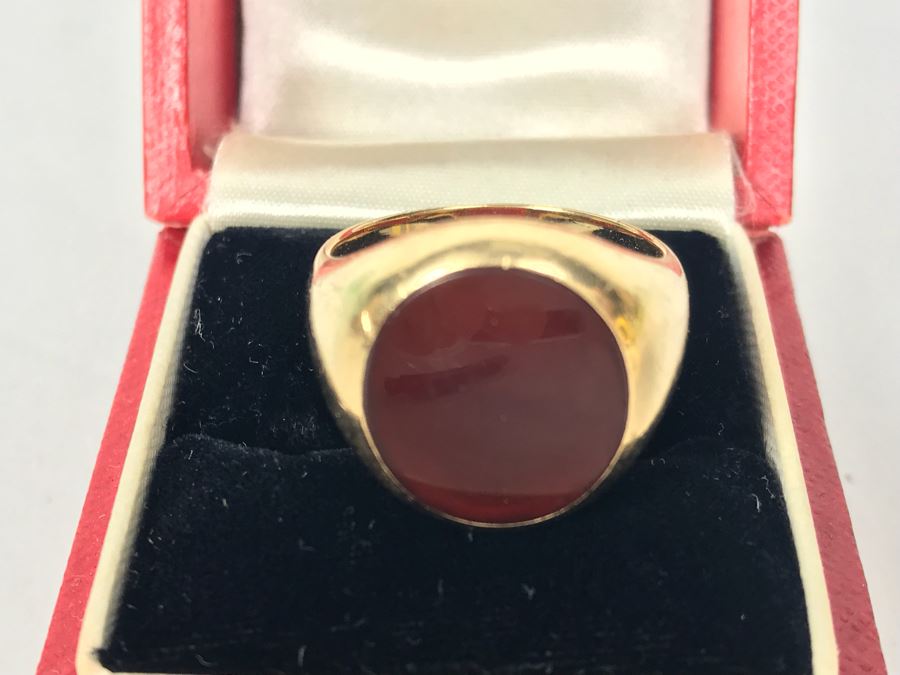 14k Yellow Gold Vintage CARTIER Mens Ring With Original Cartier Box Size 10.4g 9 1/4 [Photo 7]