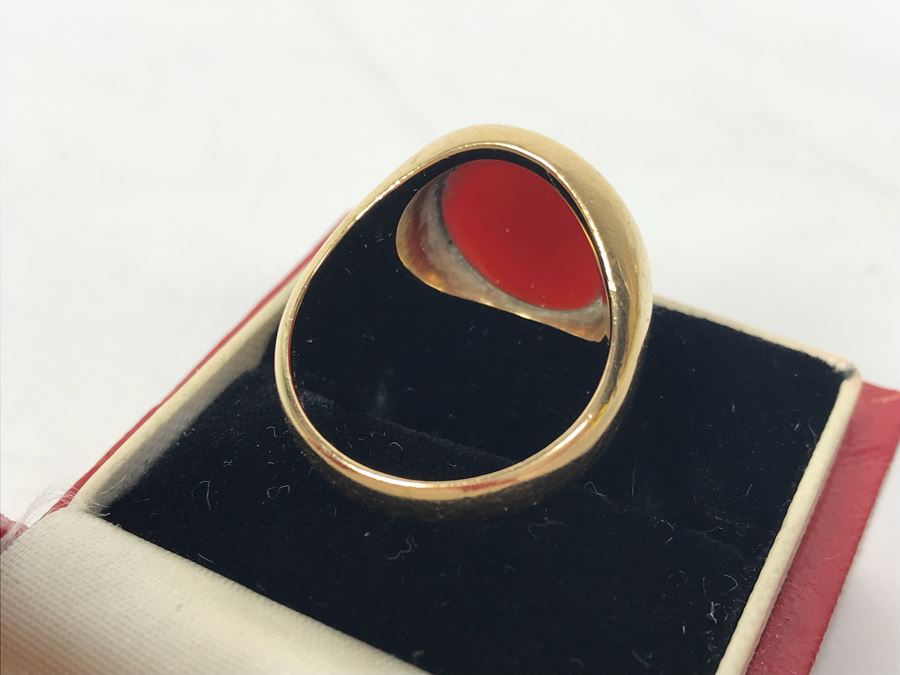 14k Yellow Gold Vintage CARTIER Mens Ring With Original Cartier Box Size 10.4g 9 1/4 [Photo 10]