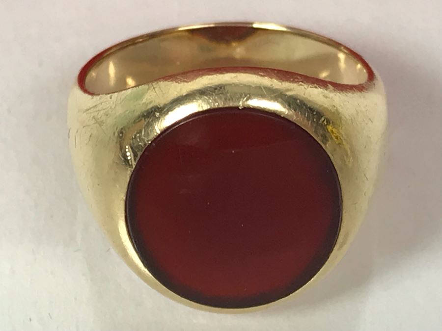 14k Yellow Gold Vintage CARTIER Mens Ring With Original Cartier Box Size 10.4g 9 1/4 [Photo 19]