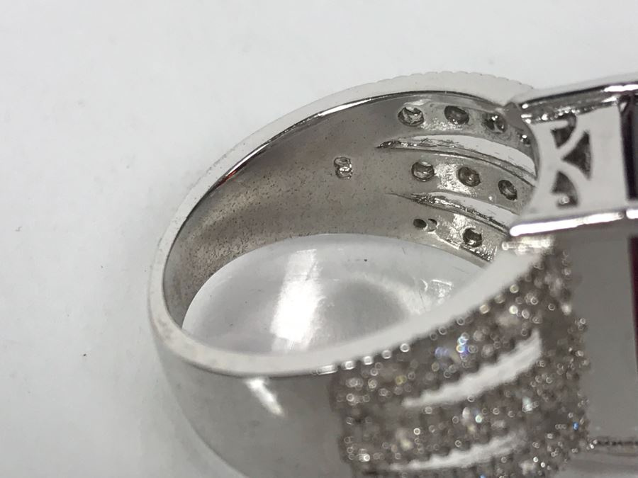 Pair Of Ladies Sterling Silver Rings 13.4g Red Size 8 1/4 - Yellow Size 8 3/4 [Photo 8]