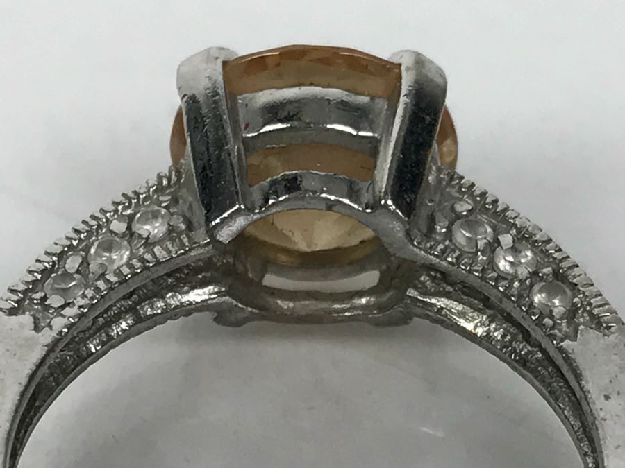 Pair Of Ladies Sterling Silver Rings 13.4g Red Size 8 1/4 - Yellow Size 8 3/4 [Photo 14]