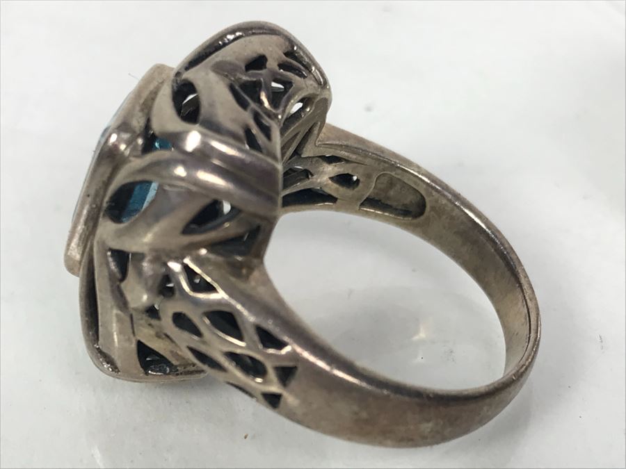 Pair Of Sterling Silver Rings 28.1g Both Sized 8 1/2 [Photo 6]