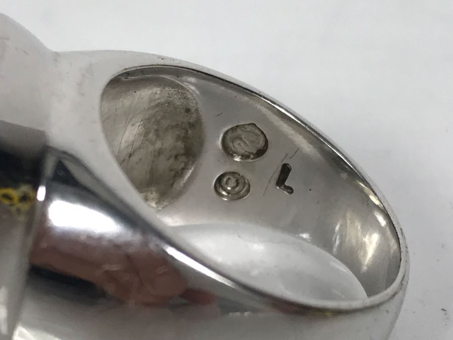 Pair Of Sterling Silver Rings 28.1g Both Sized 8 1/2 [Photo 9]