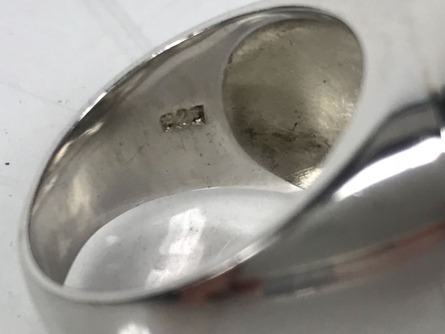 Pair Of Sterling Silver Rings 28.1g Both Sized 8 1/2 [Photo 12]